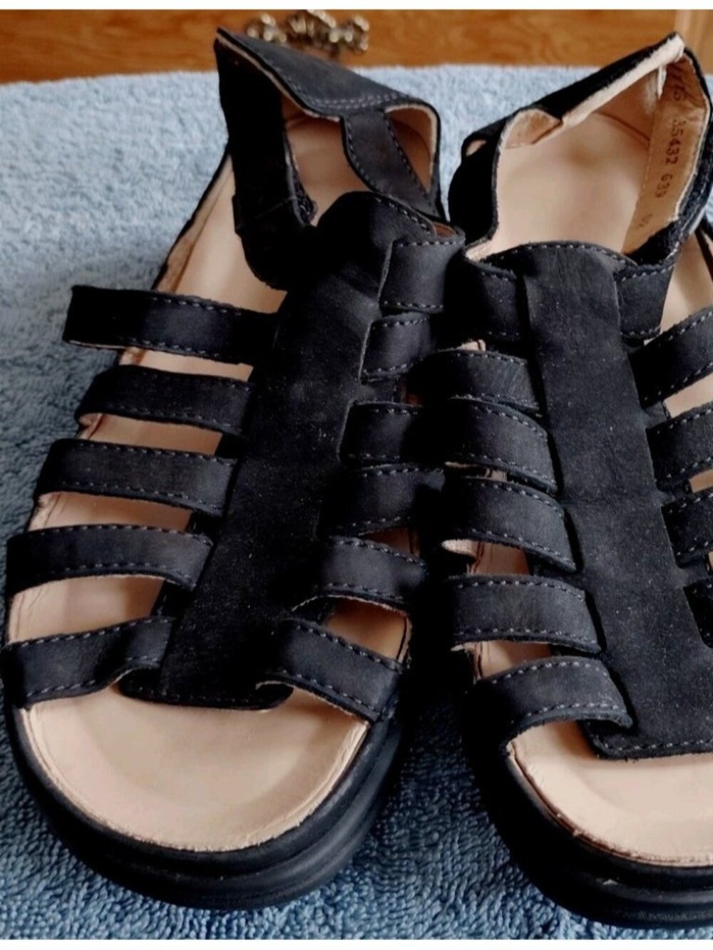 HARTJES XS Casuals Black Suede Comfort Sandals Adjustable Shoes 39 US 8.5